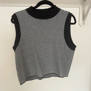 Rachel Zoe Sleeveless Knit Top L Black White Y2K